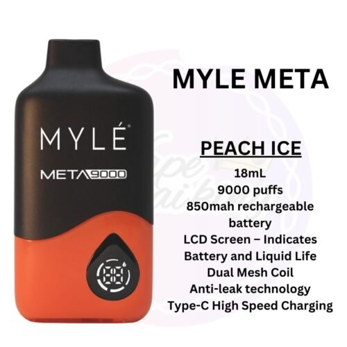 Myle Meta 9000 Puffs Peach Ice Disposable Vape in Dubai