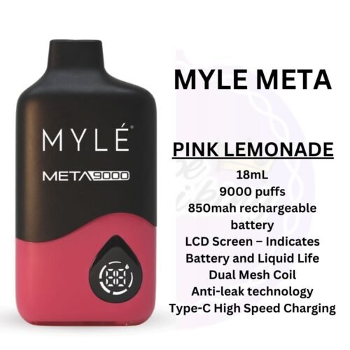 Myle Meta 9000 Puffs Pink Lemonade Disposable Vape in Dubai