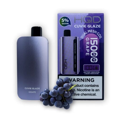 New HQD Cuvie Glaze 15000 Puffs Grape Disposable Vape in Dubai