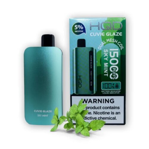 New HQD Cuvie Glaze 15000 Puffs Sky Mint Disposable Vape in Dubai