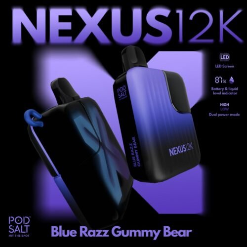 New Pod Salt Nexus 12000 Puffs Blue Razz Gummy Bear Disposable Vape in Dubai