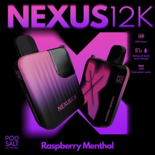 New Pod Salt Nexus 12000 Puffs Raspberry Menthol Disposable Vape in Dubai